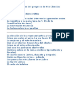 Contenidos Del Proyecto de 6° Sociales para El Congreso de Sociales