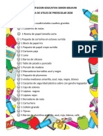 LISTA DE UTILES DE PREESCOLAR 2020 Preescolar