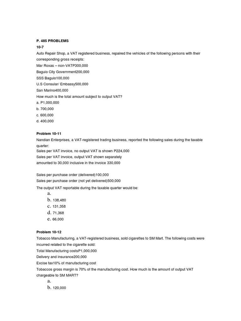 VAT Calculation Problems for Businesses | PDF | Business | Technology ...
