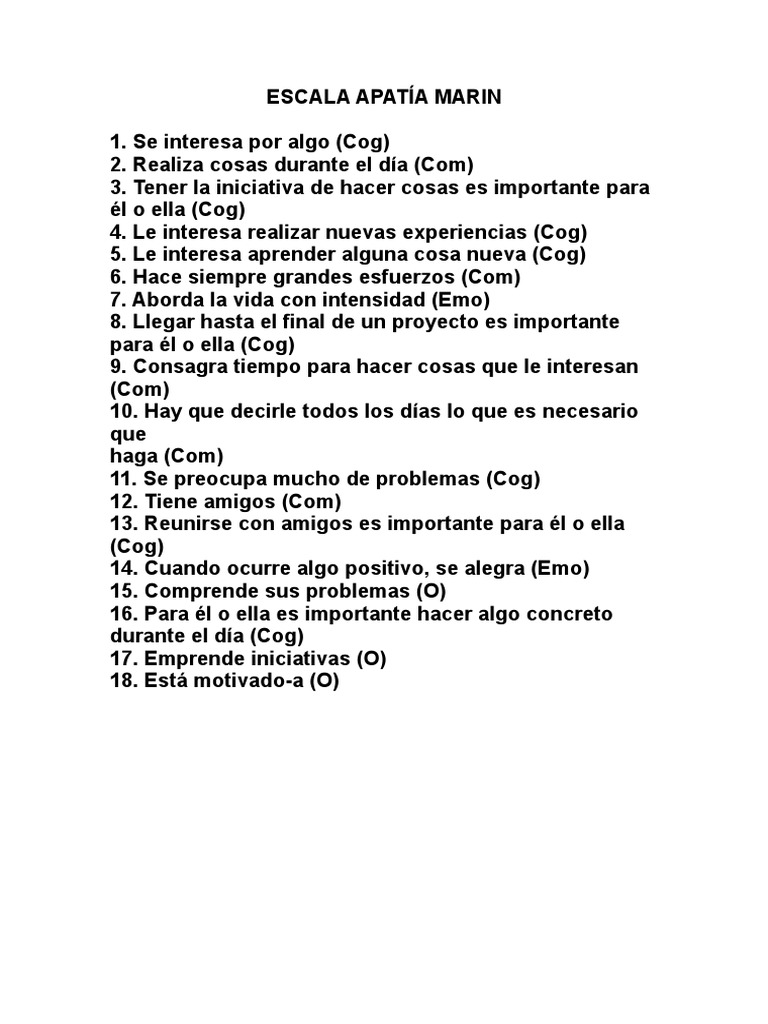 Escala Apatía Marin | PDF | Crecimiento personal y profesional | Artes ...