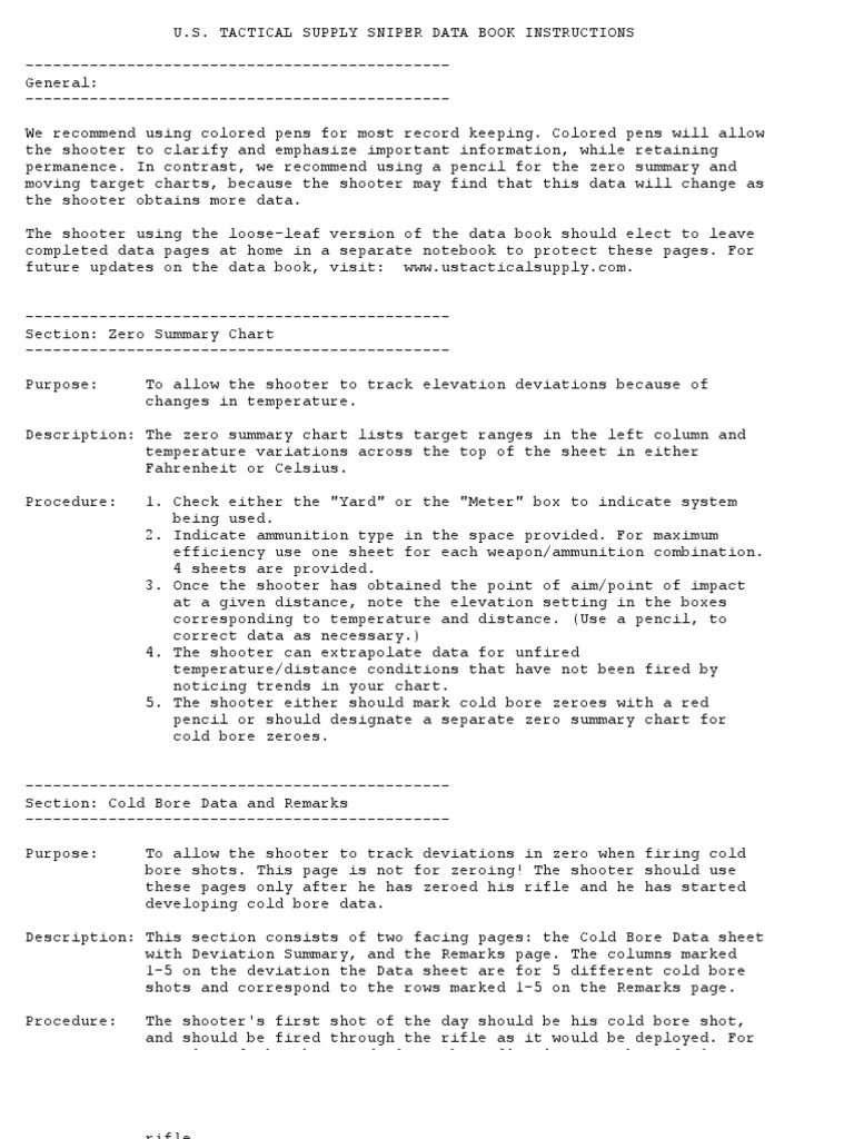 Data Book Instructions | PDF