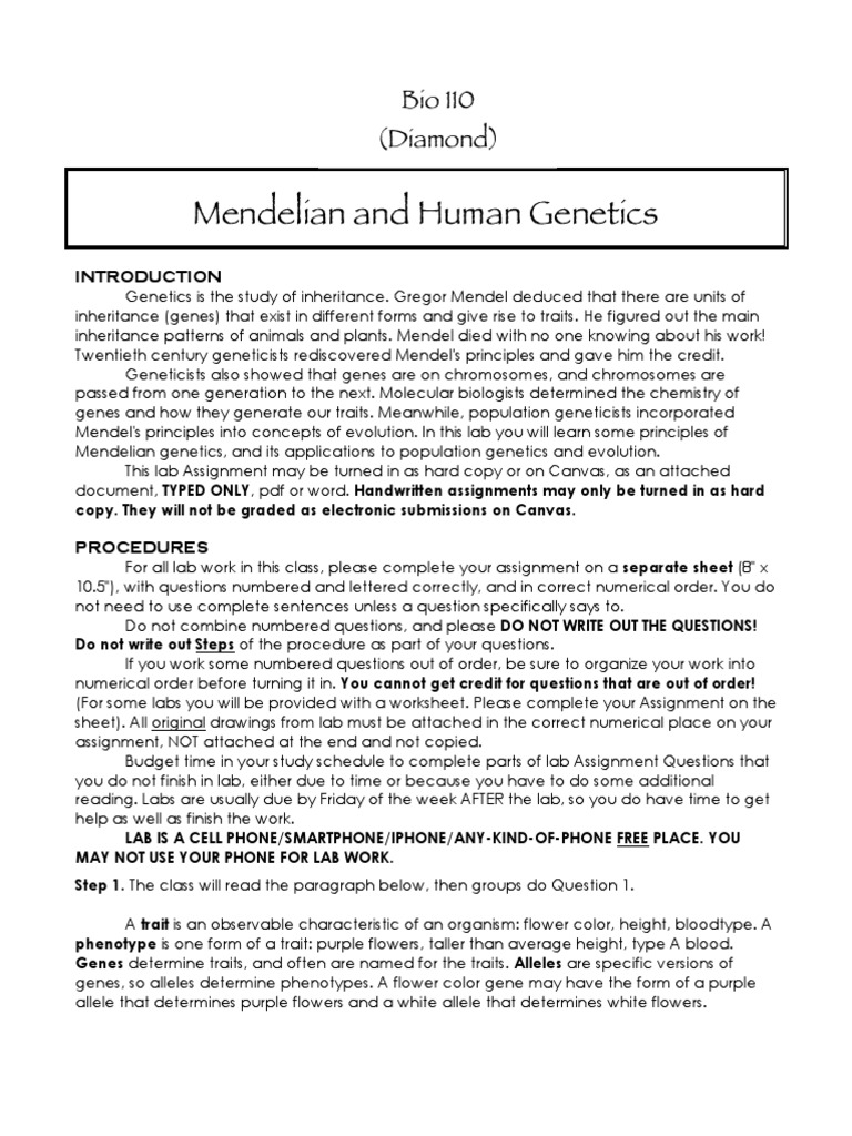 Genetics Lab Guide for Students | PDF