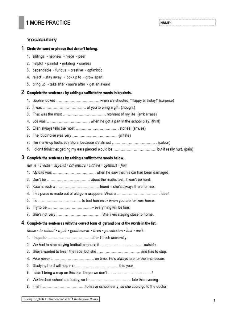 Vocabulary and Grammar Practice Exercises | PDF | Language Arts ...
