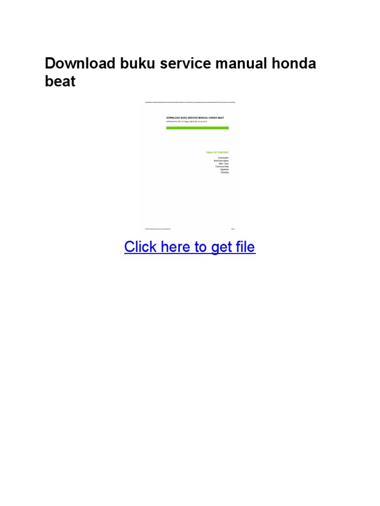 Buku Service Manual Honda Beat PDF