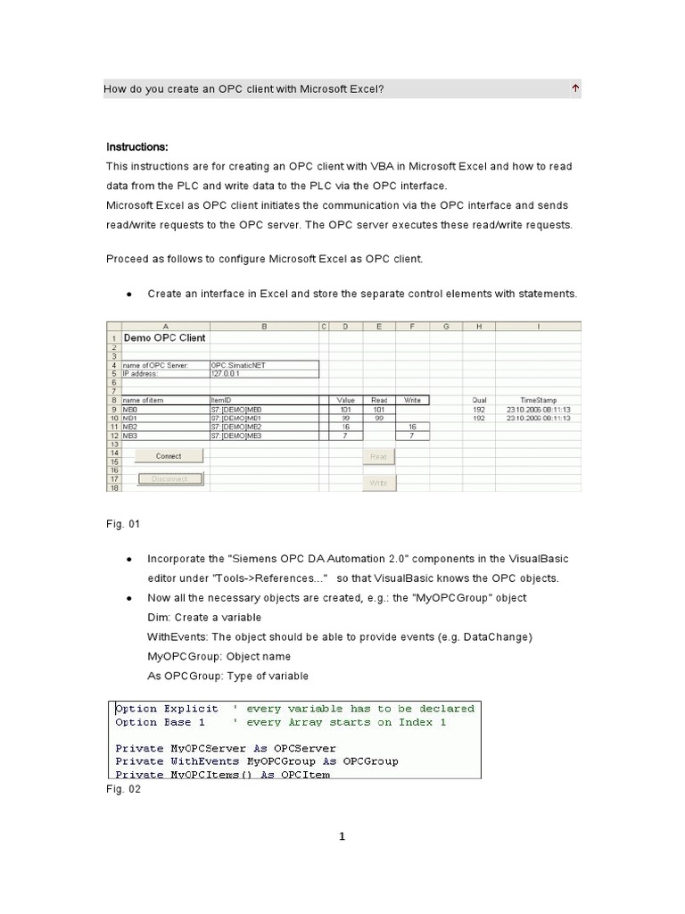 Excel as OPC Client Setup Guide | PDF | Computers