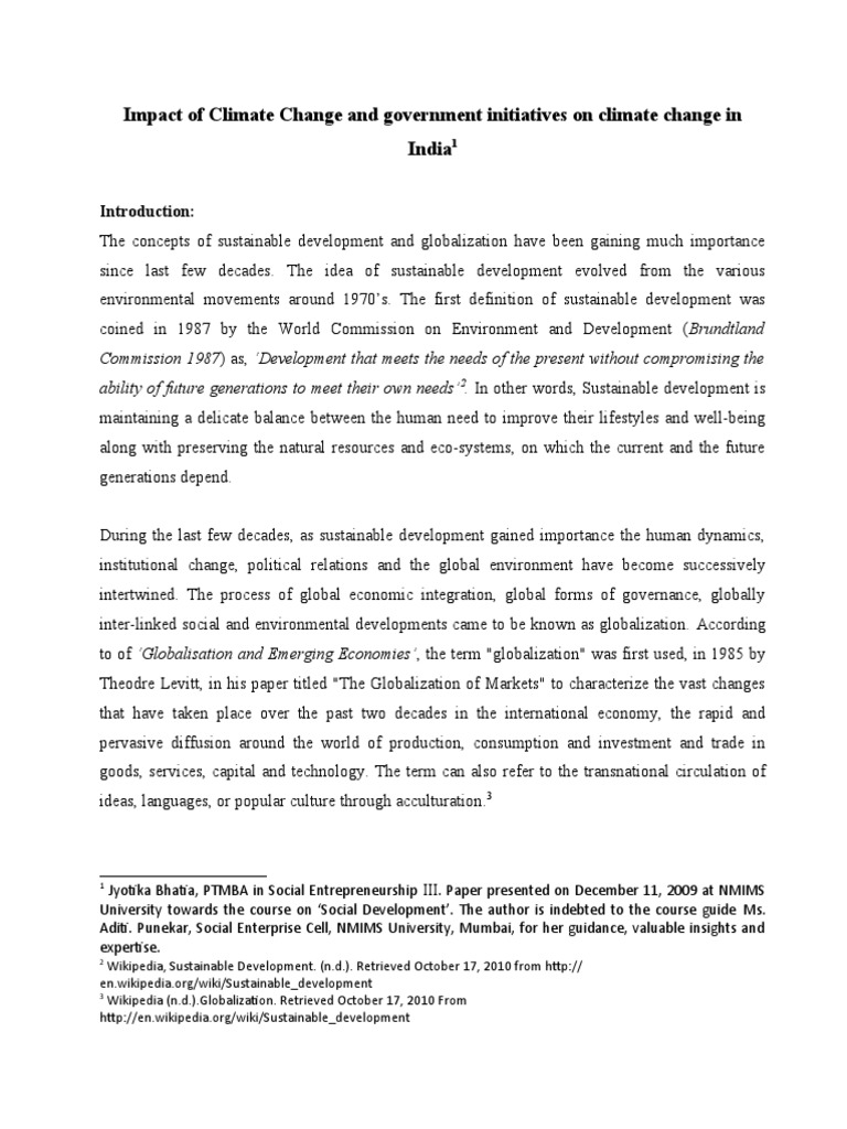 Climate Change and Globalization in India | PDF | Climate Change ...