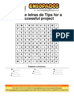 Sopa de Letras de Tips For A Successful Project