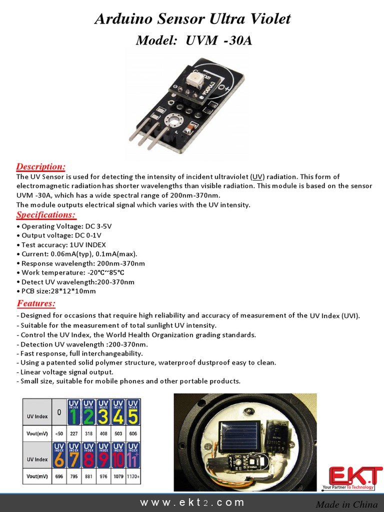 Arduino UV Sensor UVM-30A Specs | PDF | Science & Mathematics ...