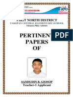 Pertinent Papers of Teacher Applicant Samsudin Giosop