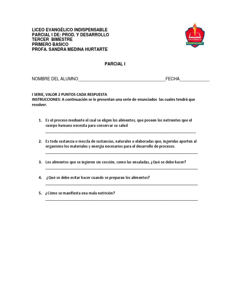 Parcial 1 Primero | PDF | Crecimiento personal y profesional | Salud y ...