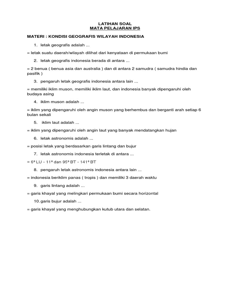 Contoh Soal Geografi Tentang Iklim  Soal Kelasmu