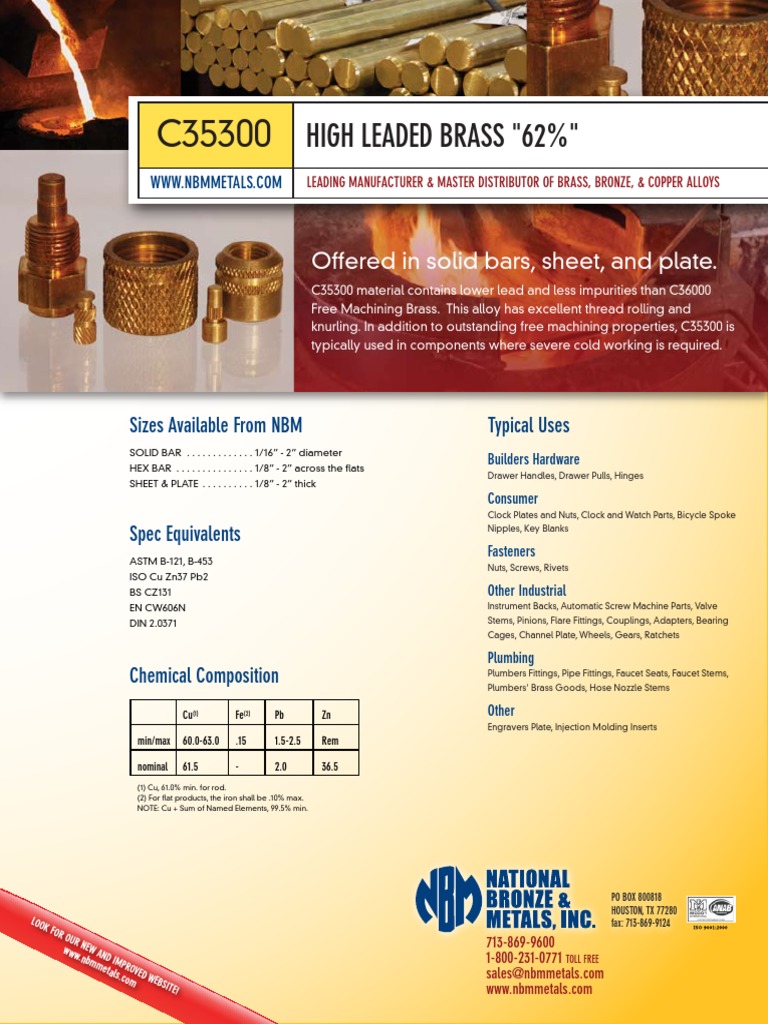 C35300 High Leaded Brass 62%