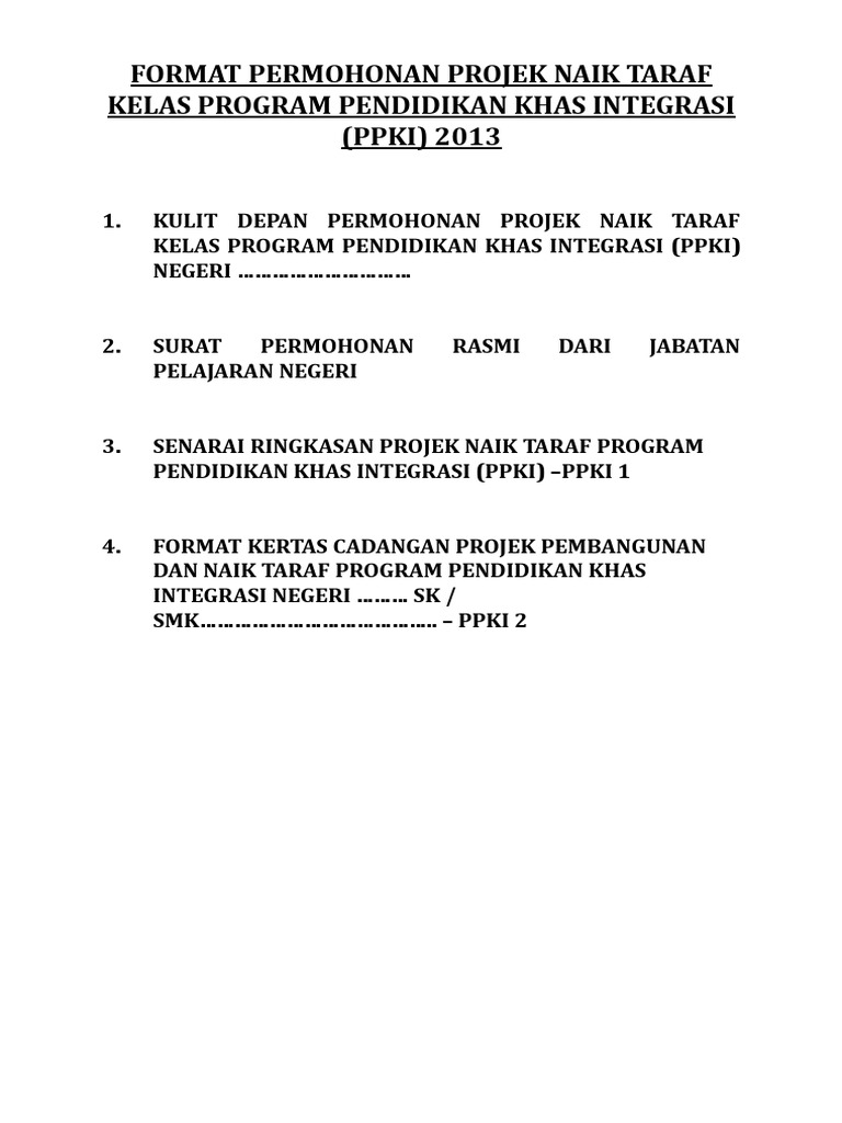 Format Kertas Cadangan Pembangunan Naik Taraf Ppki 2 Pdf