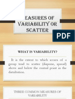 Measures of Variability or Scatter