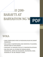 Filipino 208 - Barayti at Baryasyon NG Wika