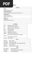 Css Cheat Sheet: Syntax Syntax External Style Sheet Internal Style