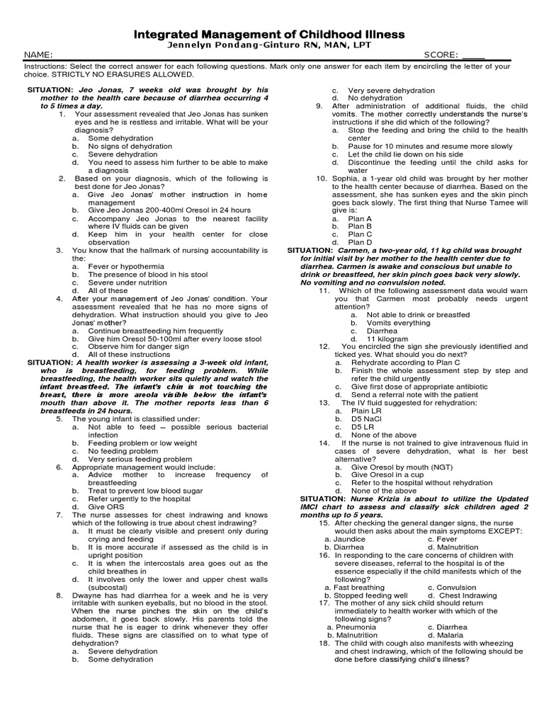 Imci 50 Items 0 2months | PDF | Breastfeeding | Diarrhea