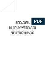 Indicadores, Medios de Verificación y Suspuestos en El ML