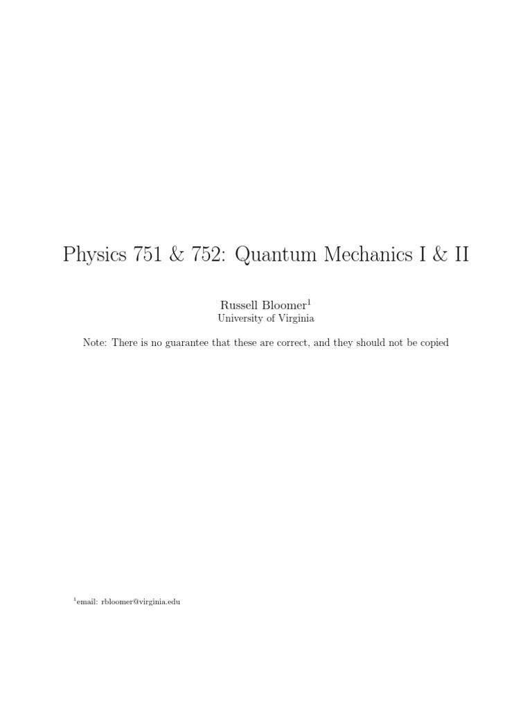 Quantum Mechanics Problem Sets Overview | PDF | Electron | Atoms
