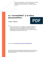 Tobar, Valeria (2013) - La Onormalidado y La Etica Psicoanalitica PDF