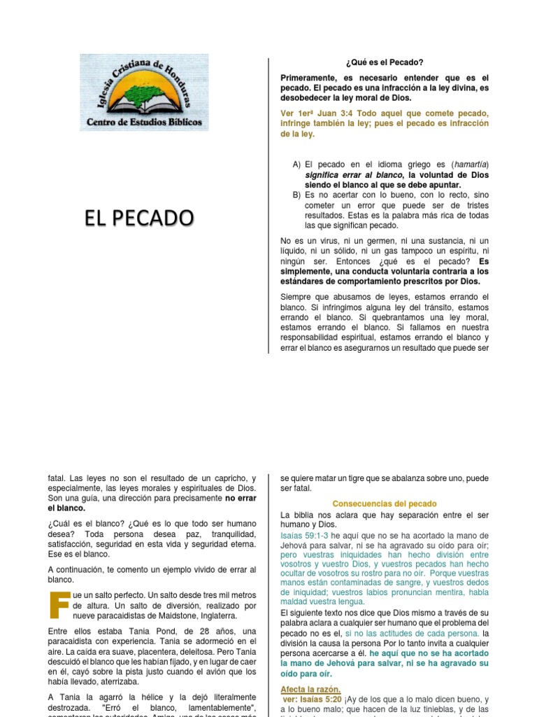 Folleto El Pecado | PDF | Pecado | Creencia religiosa y doctrina