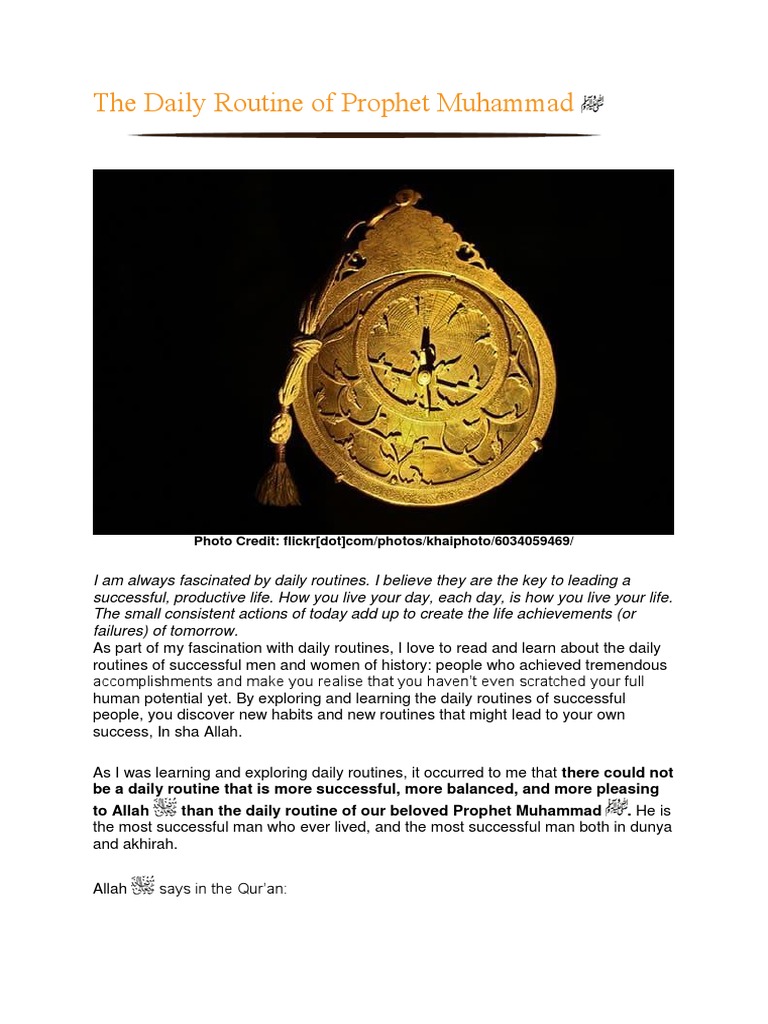 The Daily Routine of Prophet Muhammad PDF Muhammad Islamic Ethics