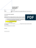 NPC Cover Letter - Registration of DPO