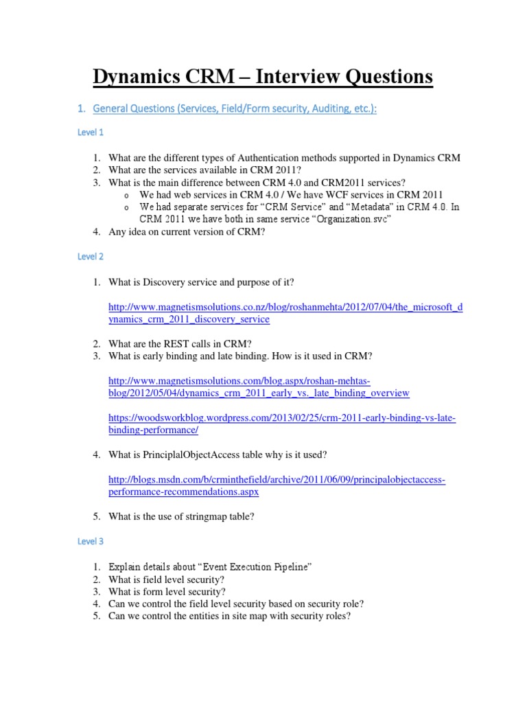 Dynamics CRM Interview Questions PDF Customer Relationship