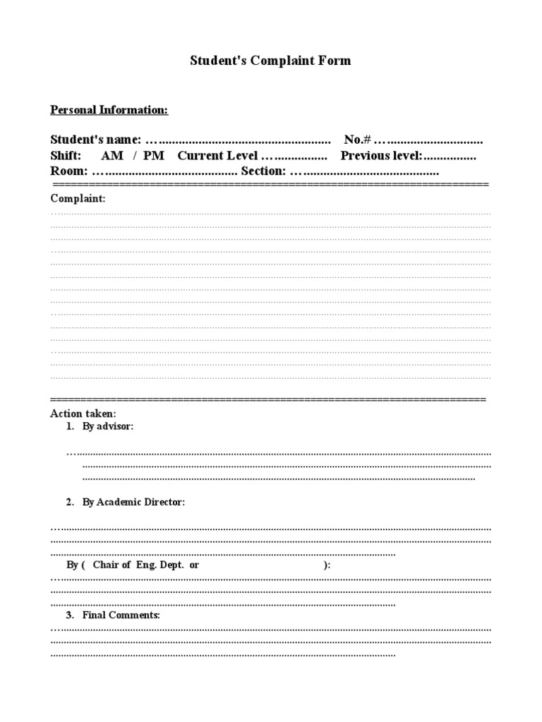 Student Complaint Submission | PDF