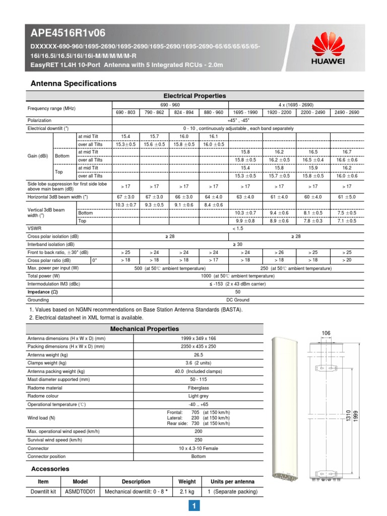 EasyRET 10-Port Antenna Specifications | PDF | Technology & Engineering