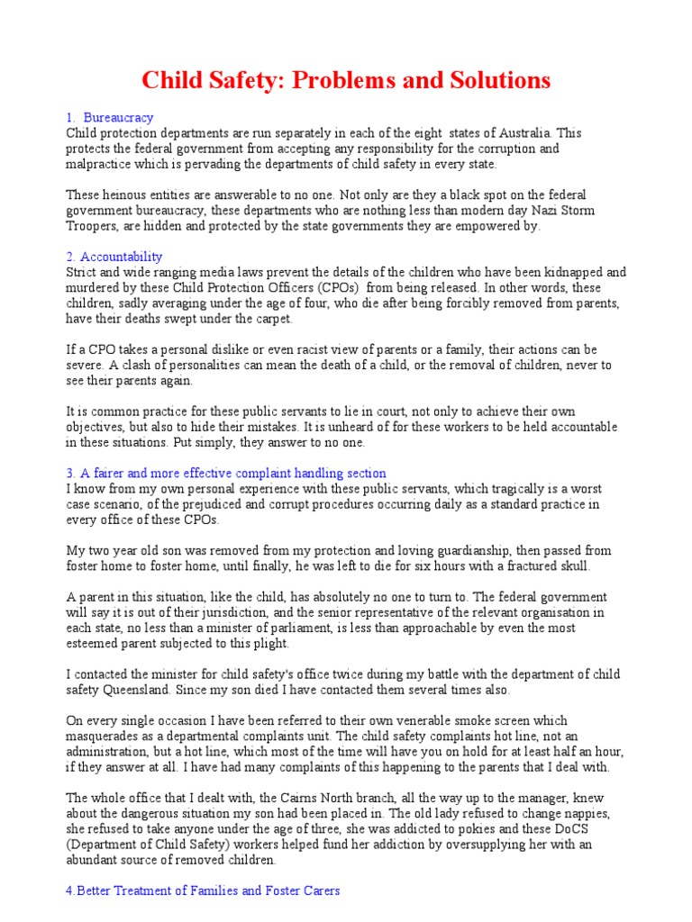 Child Safety Problems and Solutions. Child Protection Child Custody