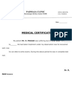Medical Certificate: Padmaja Clinic