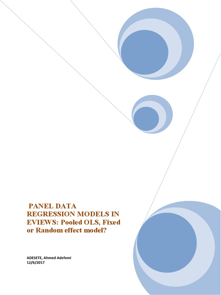 Panel Data Regression Models in Eviews1 | PDF | Computers | Technology ...