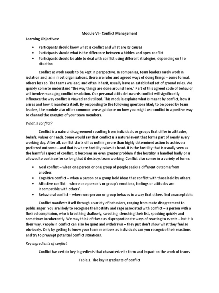 Conflict Management Training | PDF