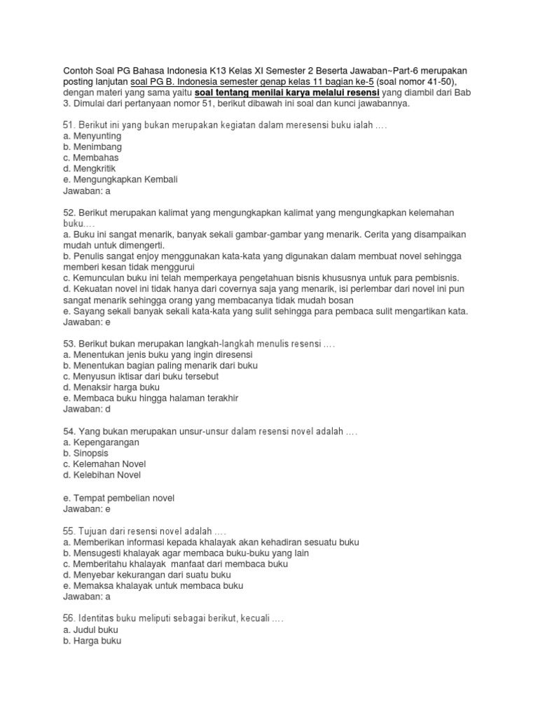 Contoh Soal Resensi 1