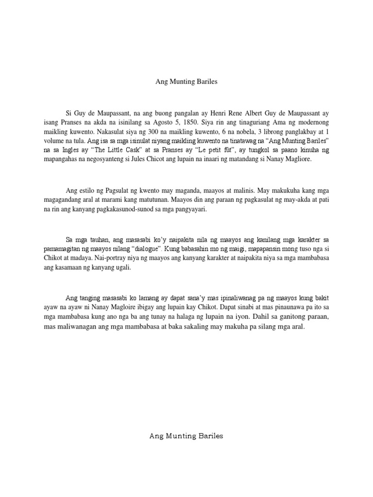 Ang Munting Bariles | PDF