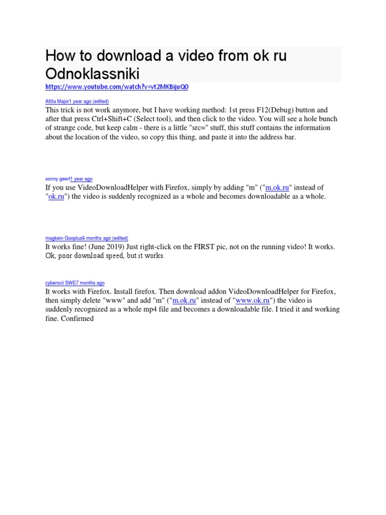 How To Download A Video From Ok Ru Odnoklassniki | PDF