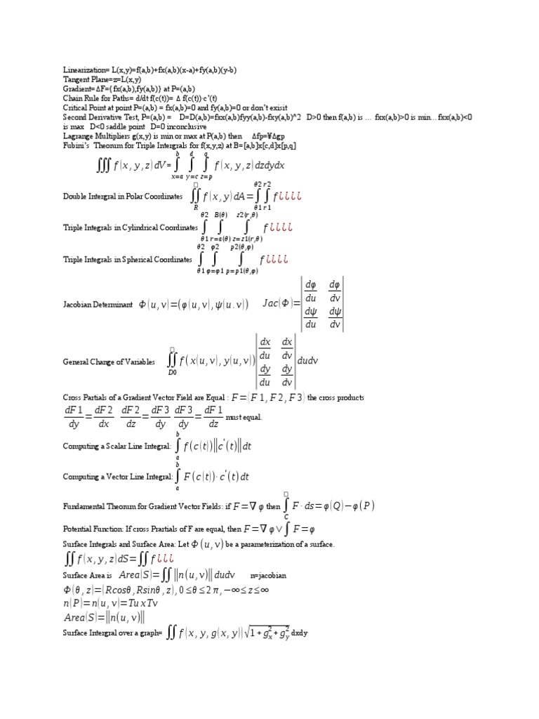 Multivariable Calculus Essentials Pdf Integral Linear Algebra