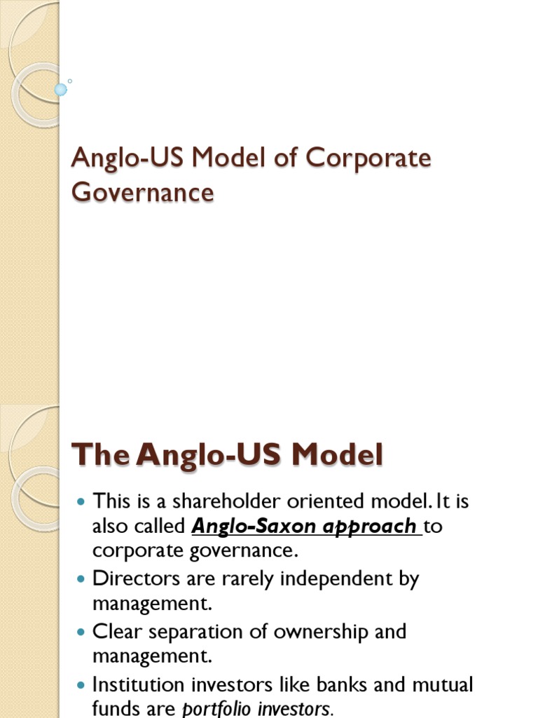 An Overview of the Anglo-US Model of Corporate Governance | PDF