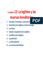 Tema 12 - La Legítima y Las Reservas Hereditarias PDF