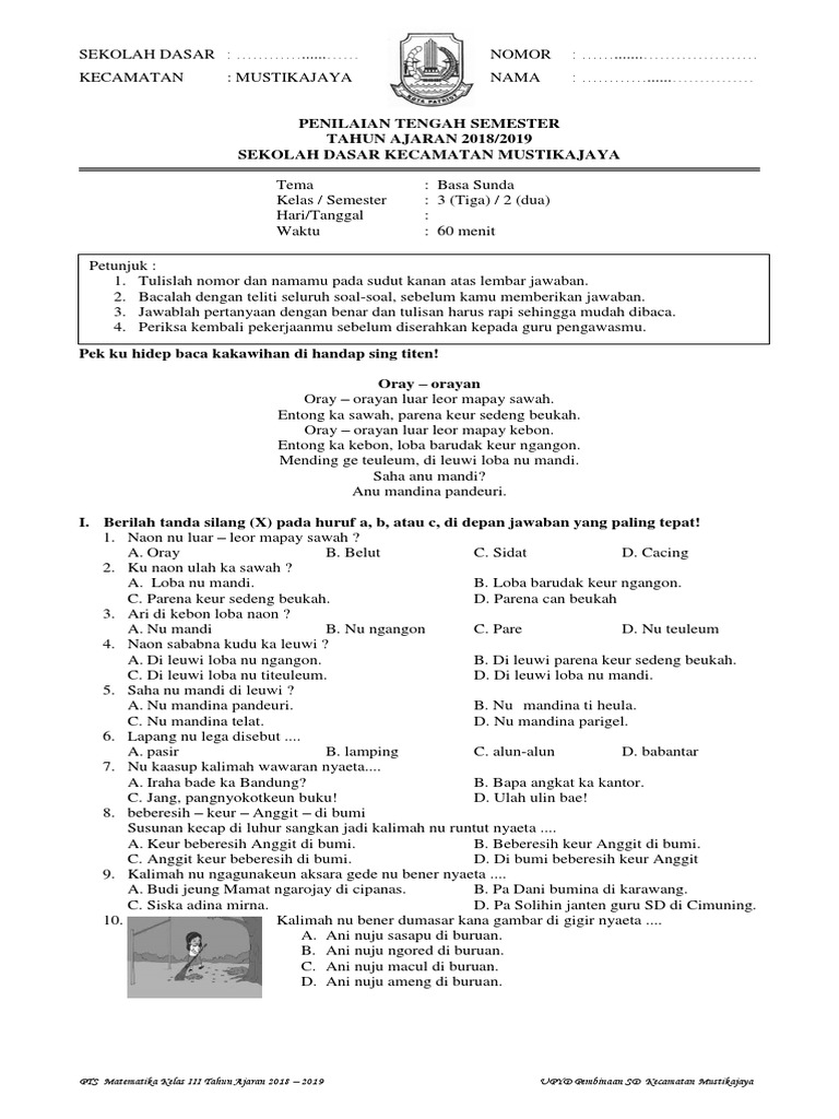 B Sunda Soal Pts Kelas 3 Smt 2 Pdf