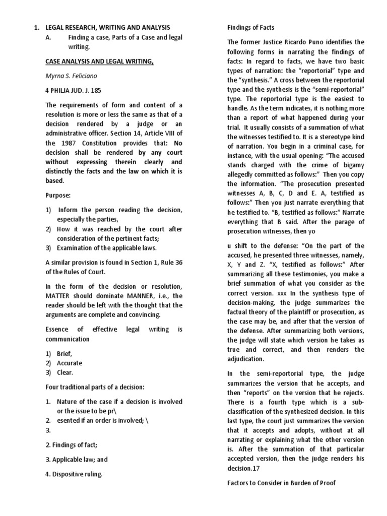 Legal Writing and Case Analysis Guide | PDF | Social Science