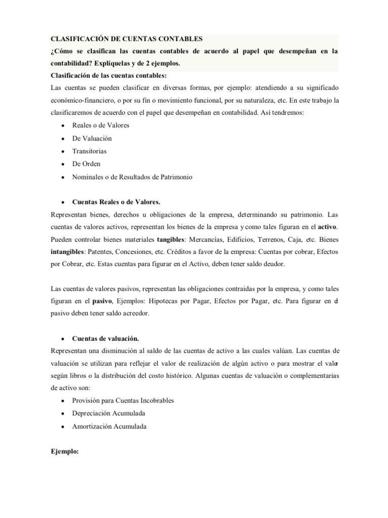 Clasificación de Cuentas Contables | PDF | Activo fijo | Contabilidad