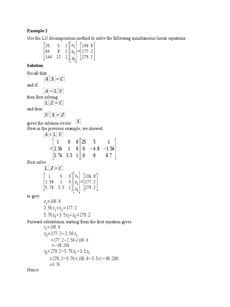 Solving Lu | PDF | System Of Linear Equations | Matrix Theory