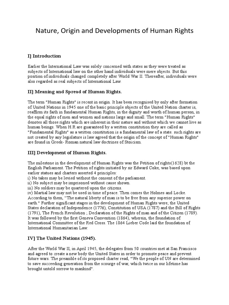 Nature, Origin and Developments of Human Rights | PDF