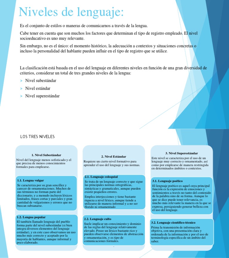 Niveles de Lenguaje | PDF | Artes del Lenguaje y Comunicación