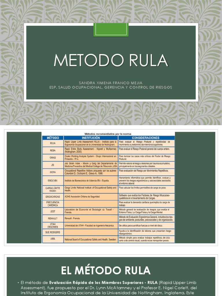Principales Diferencias Entre Los Métodos Rula Y Reba – BUMWIP