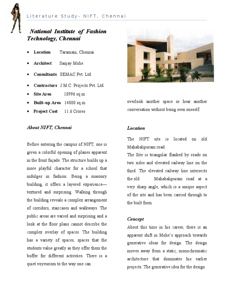 NIFT Chennai: Architecture & Facilities | PDF