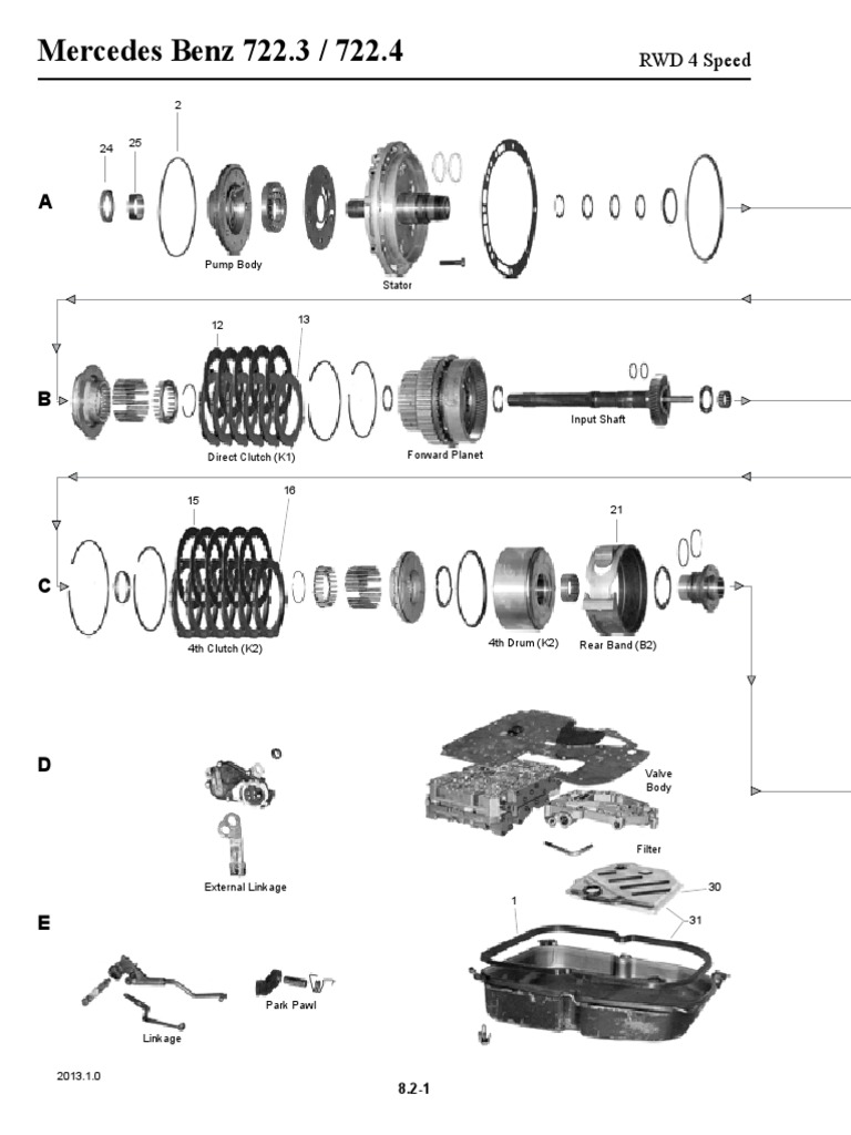 Exploded View Diagram and Part Number Guide for Mercedes Benz 4-Speed ...