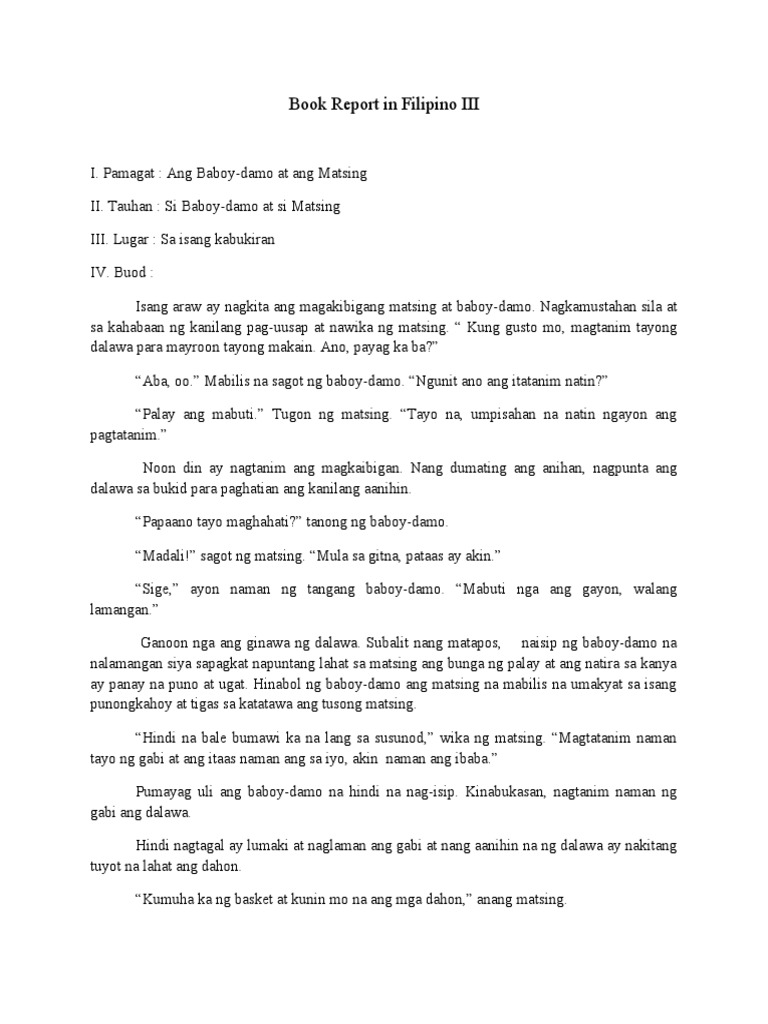 Book report in filipino story tagalog - sludgeport919.web ...